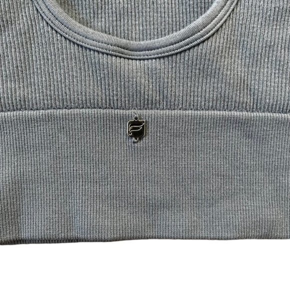 Fabletics Blue Ribbed Midi Bralette - Picture 4 of 7